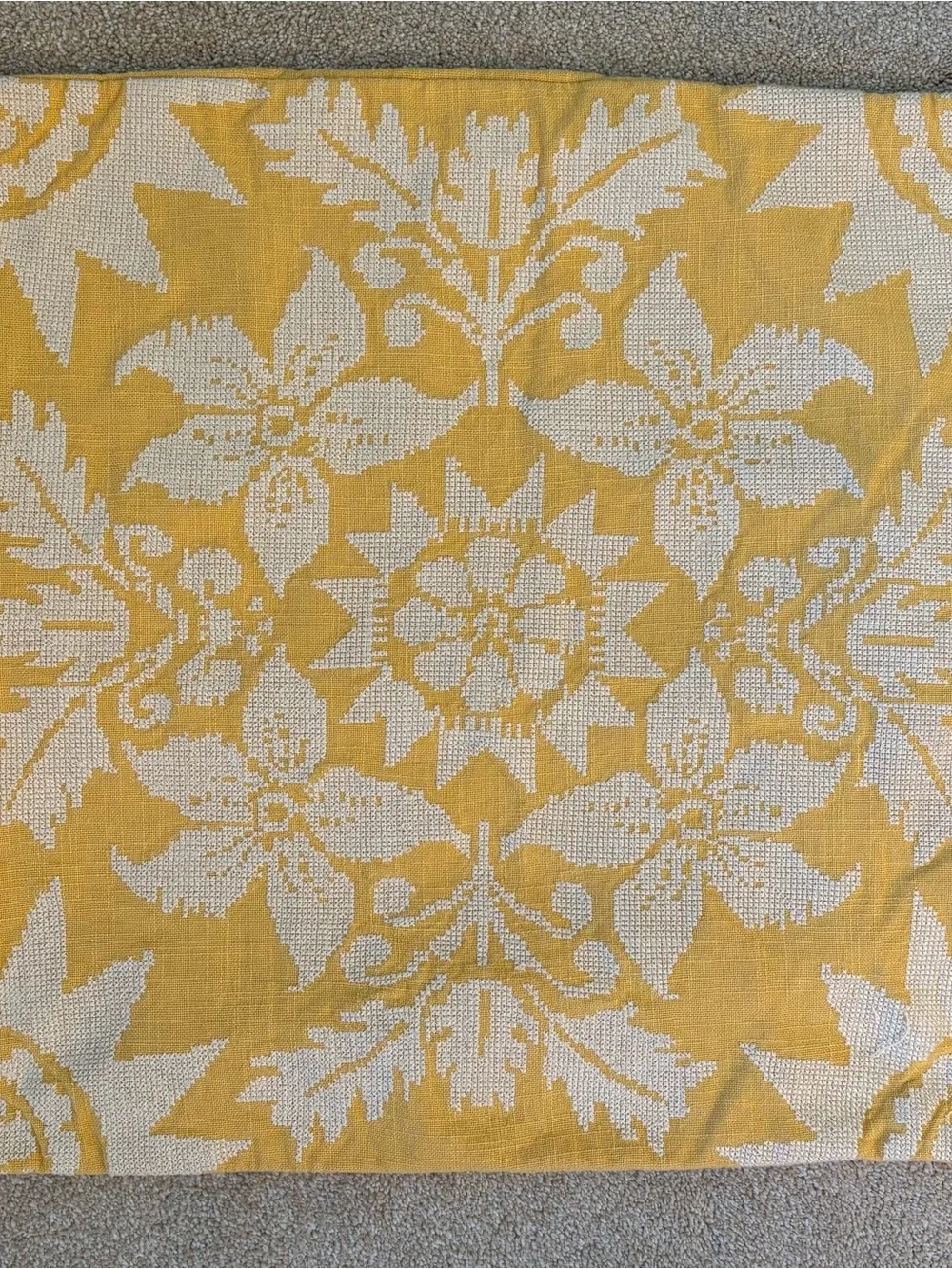 Pottery Barn Square Yellow Embroidered Floral Pillow Sham Cover 20” x 20”
